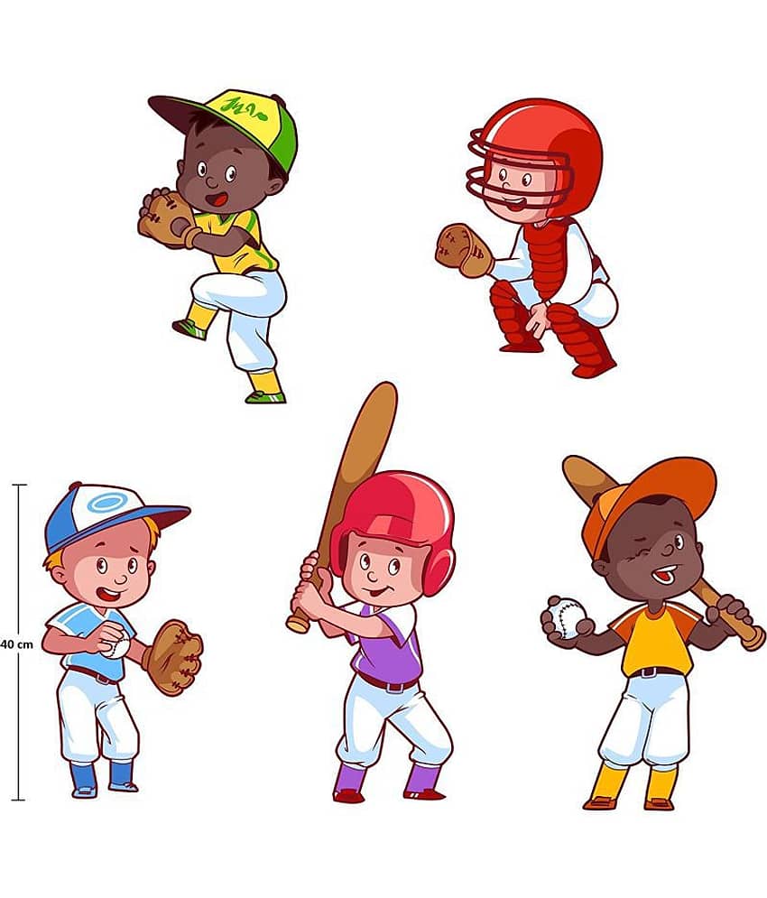 Asmi Collection Kids Playing Cricket Sports Sticker ( 200 x 200 cms ) view 2