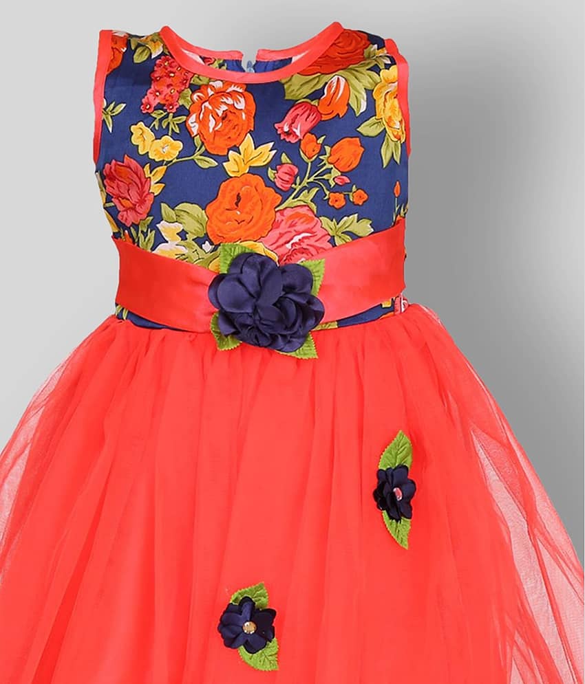 Cherry Tree Net Gown For Girls ( Pack of 1 , Red ) view 2