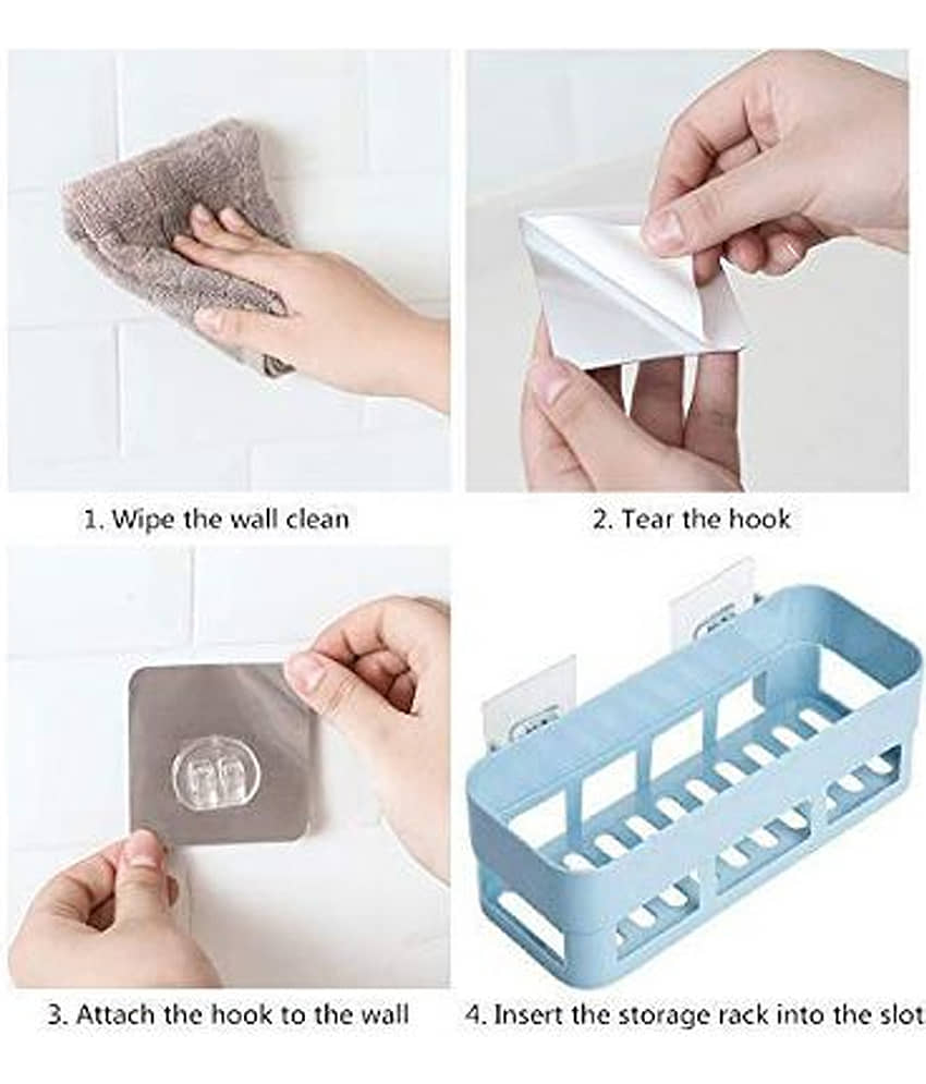 Ezybe Self Adhesive Kichen Shelf Light Blue Plastic Storage Racks (Pack of 2) view 2