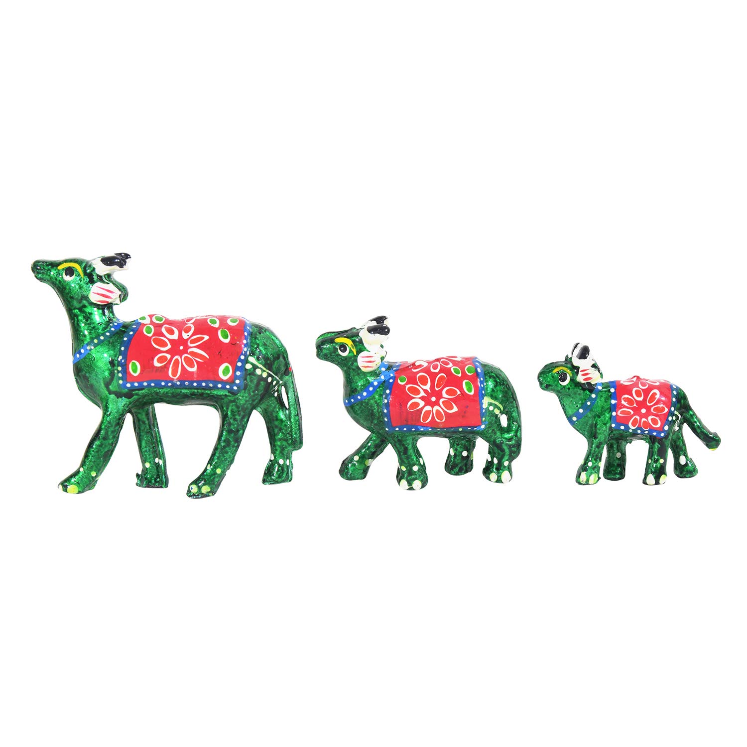 DreamKraft Set of 3 Cow Showpiece For Home Decor And Gift Purpose (10x9, 7.5x6.5 ,6x5 cm) (Green) view 2