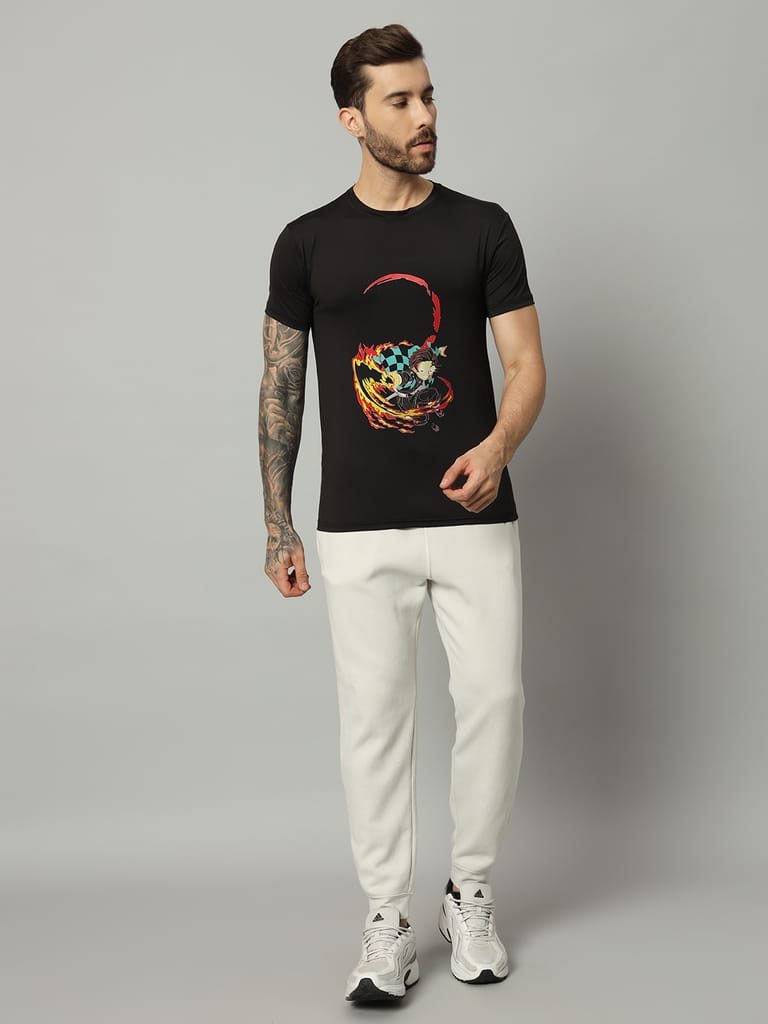 Savvy X Wear Men's Solid Round Neck Performance blackT-Shirt view 2