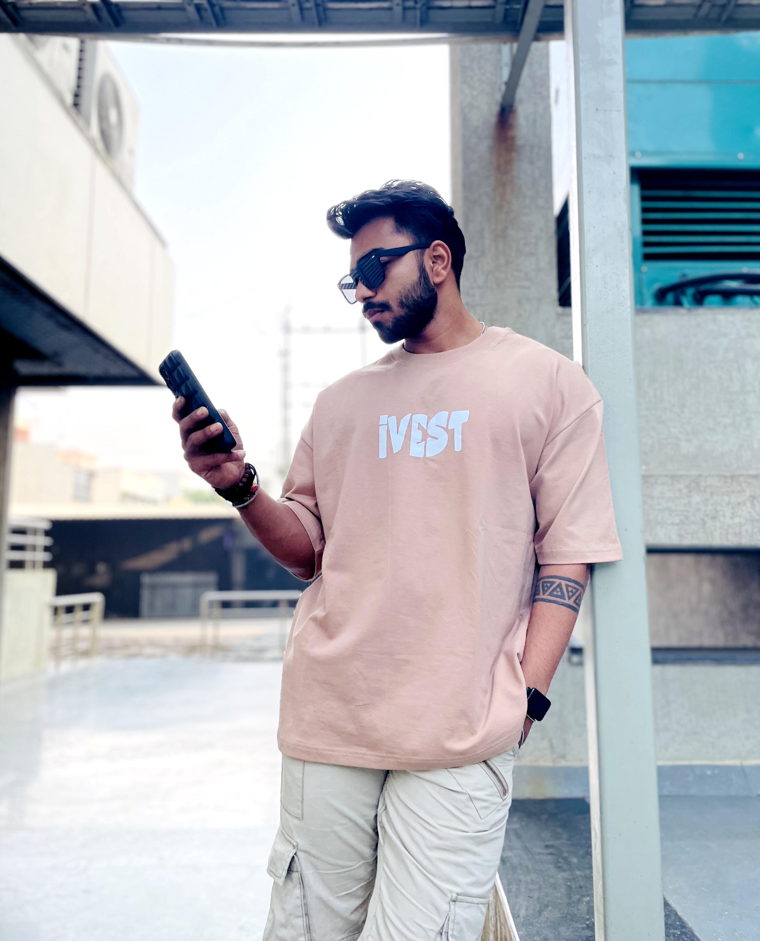 BEIGE COLOUR OVER SIZE TSHIRT view 2
