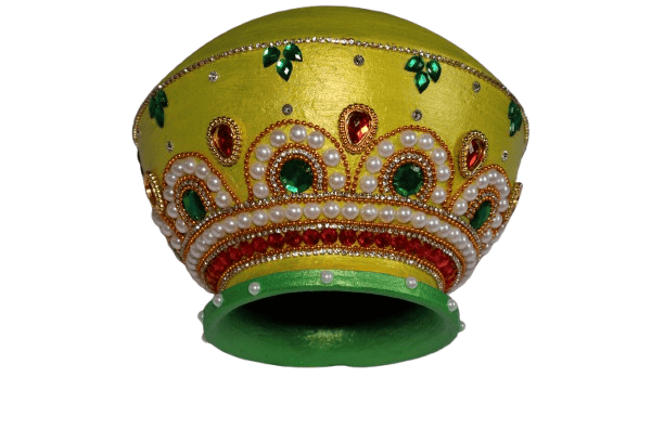 Decorative Emblelished Pot with Green Rim view 2