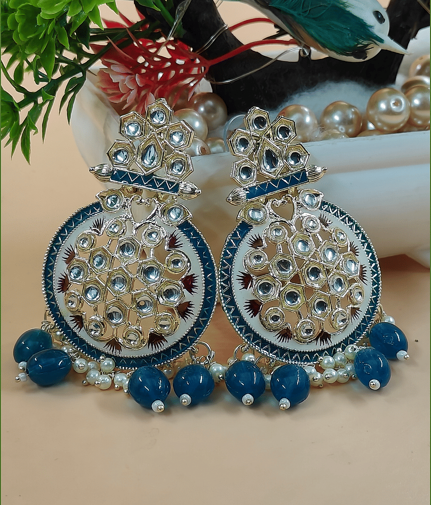 Jiyanshi fashion Sky Blue Chandbalis Earrings ( Pack of 1 )