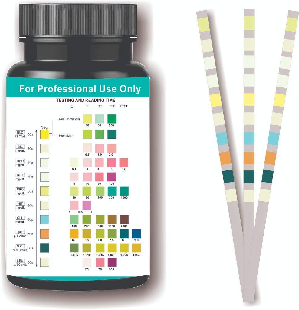 Wellness Complete Urine Health Test Strips with 10 Diagnostic Parameters – Glucose, Protein, Ketone, pH, Blood, Nitrite, Leukocytes, Bilirubin, Urobilinogen & Specific Gravity – 100 Strips view 2