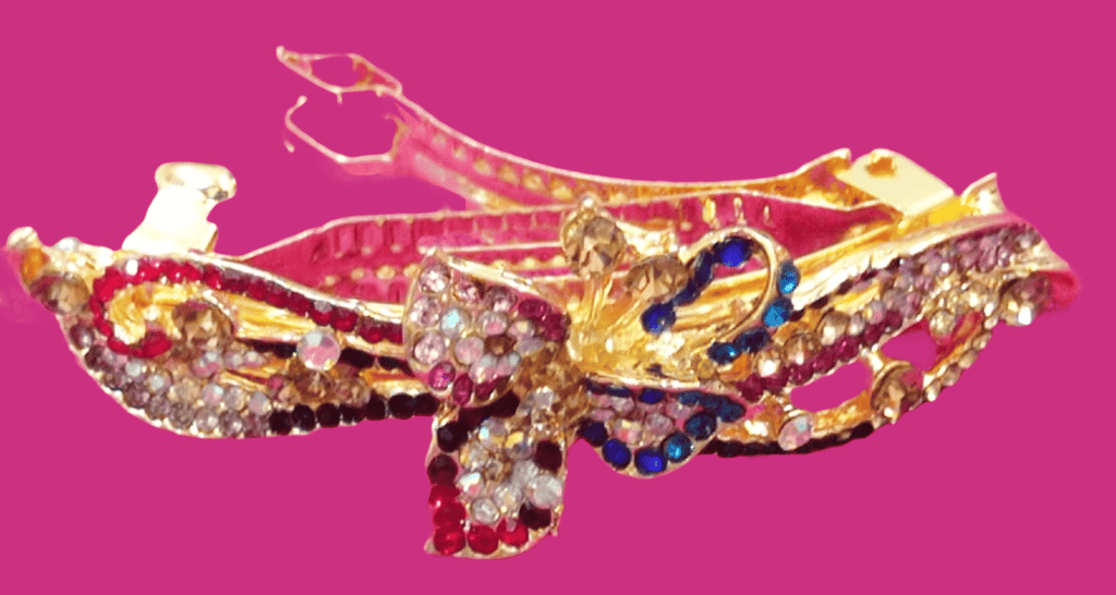 Rhinestone studded hair clip view 2