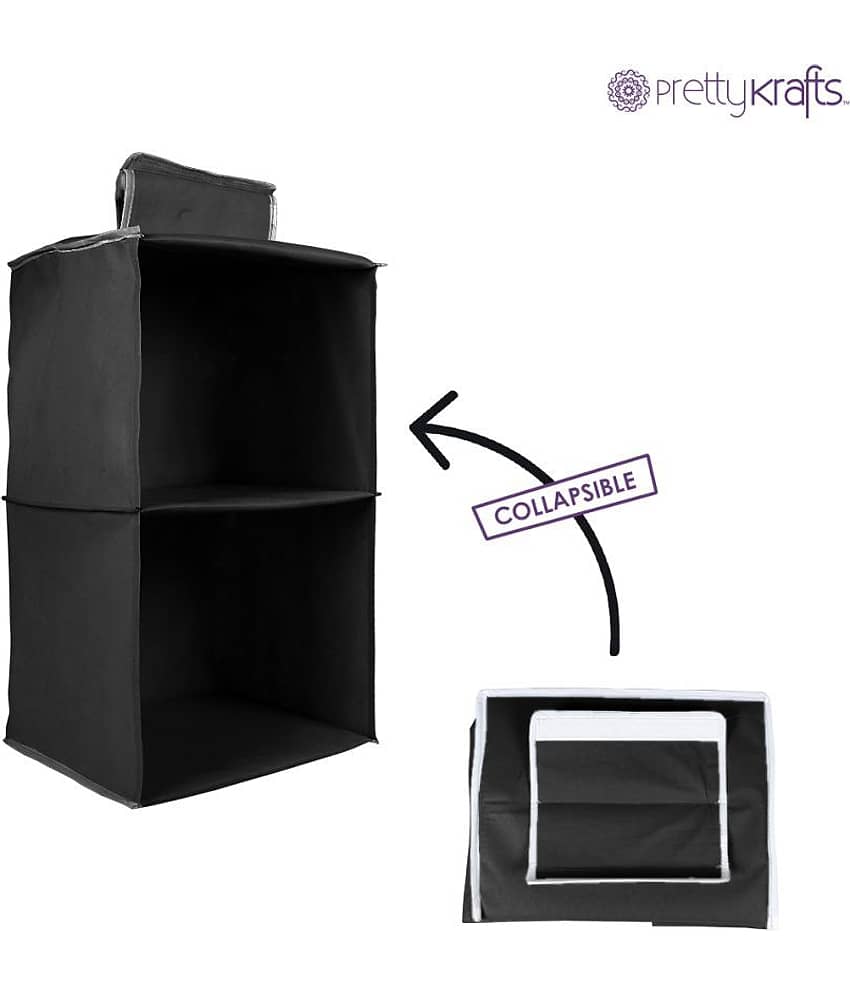 PrettyKrafts hanging organizer 2 Shelves Wardrobe Organiser, Black view 2