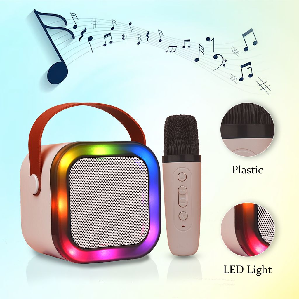 Karaoke Speaker with Mic ( Pink ) | Portable Bluetooth Speaker | Speaker for Kids & Adults | Karaoke Speaker With Microphone | Microphone And Speaker For Singing | Karaoke Speaker With Wireless Microphone | Best Karaoke Speaker With Mic view 2
