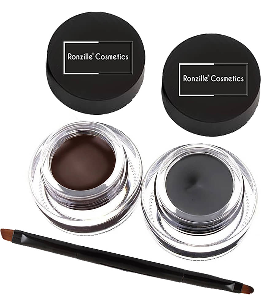 Ronzille Gel Kajal black brown with brush view 2