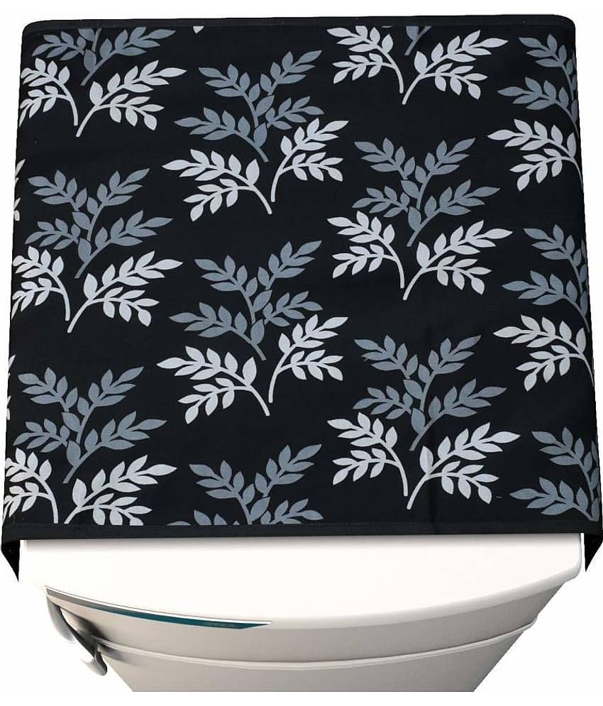 Laphino Polyester Floral Fridge Mat & Cover ( 93 53 ) Pack of 5 - Black view 2