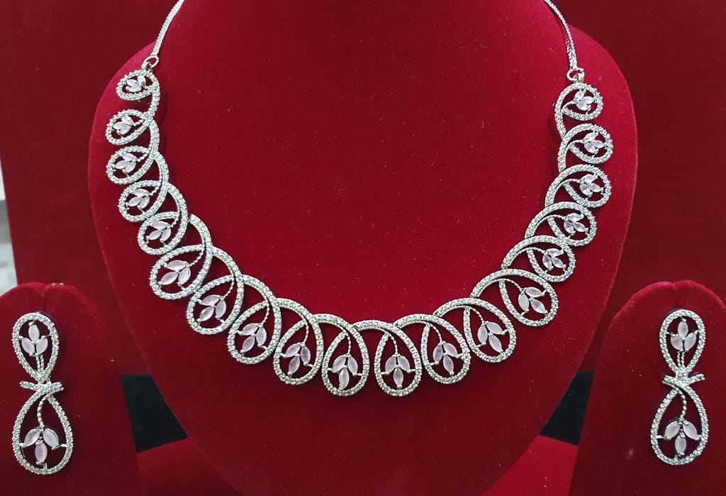 American Diamond Silver plating Necklace view 2