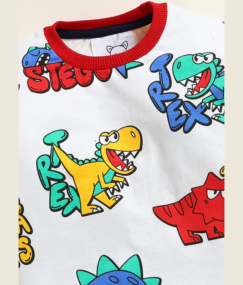 Lazy Shark Pack of 1 Boys Cotton Blend Nightsuit Set ( White ) view 2