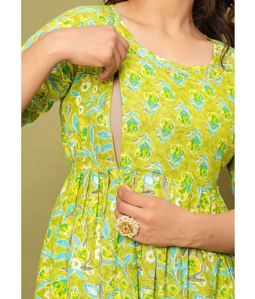 Nevisha Style Green Cotton Maternity Kurta Single view 2