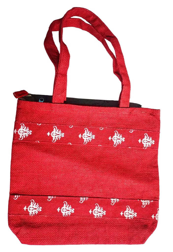 Short Jute red Ladies bag