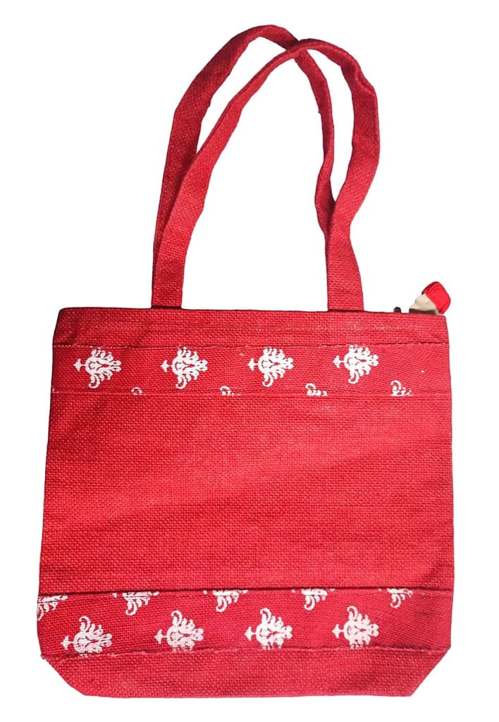 Short Jute red Ladies bag view 2