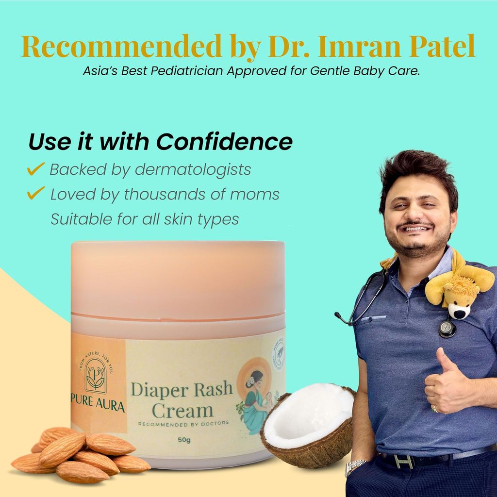 Pure Aura Baby Diaper Rash Cream 100gm | Ayurvedic Healing for Sensitive Skin | Natural & Chemical-Free | Safe for Newborns | Soothes & Protects Baby�s Skin | Doctors Recommended | Made in India view 2