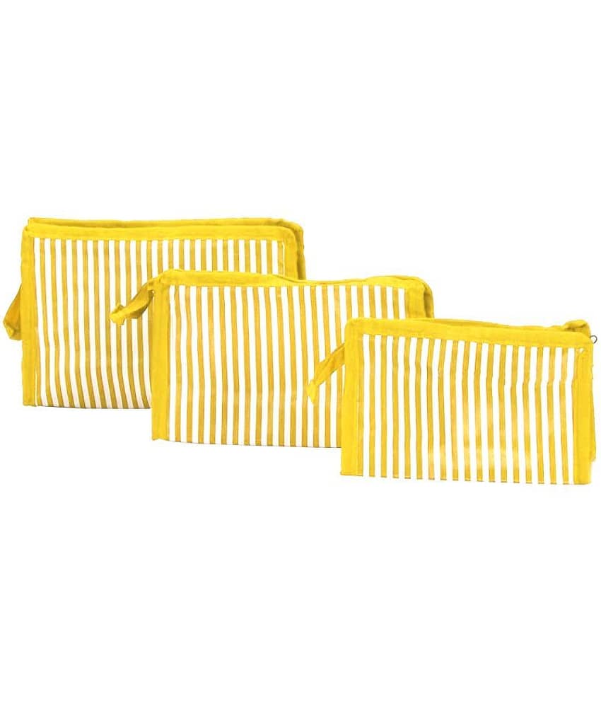 PrettyKrafts Yellow Vanity Kit and pouches - 3 Pcs