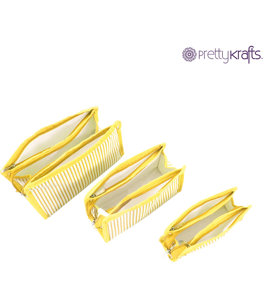 PrettyKrafts Yellow Vanity Kit and pouches - 3 Pcs view 2