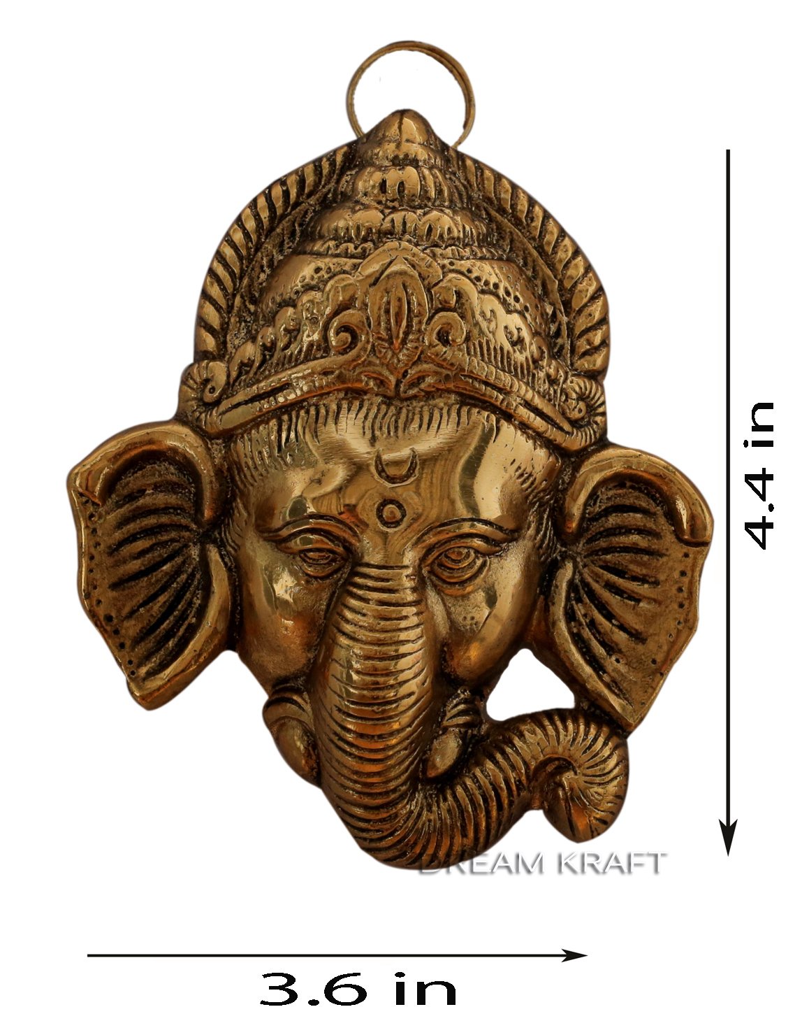DreamKraft Metal Ganesh Wall Door Hanging (11x12x4 cm, Gold Plated) view 2