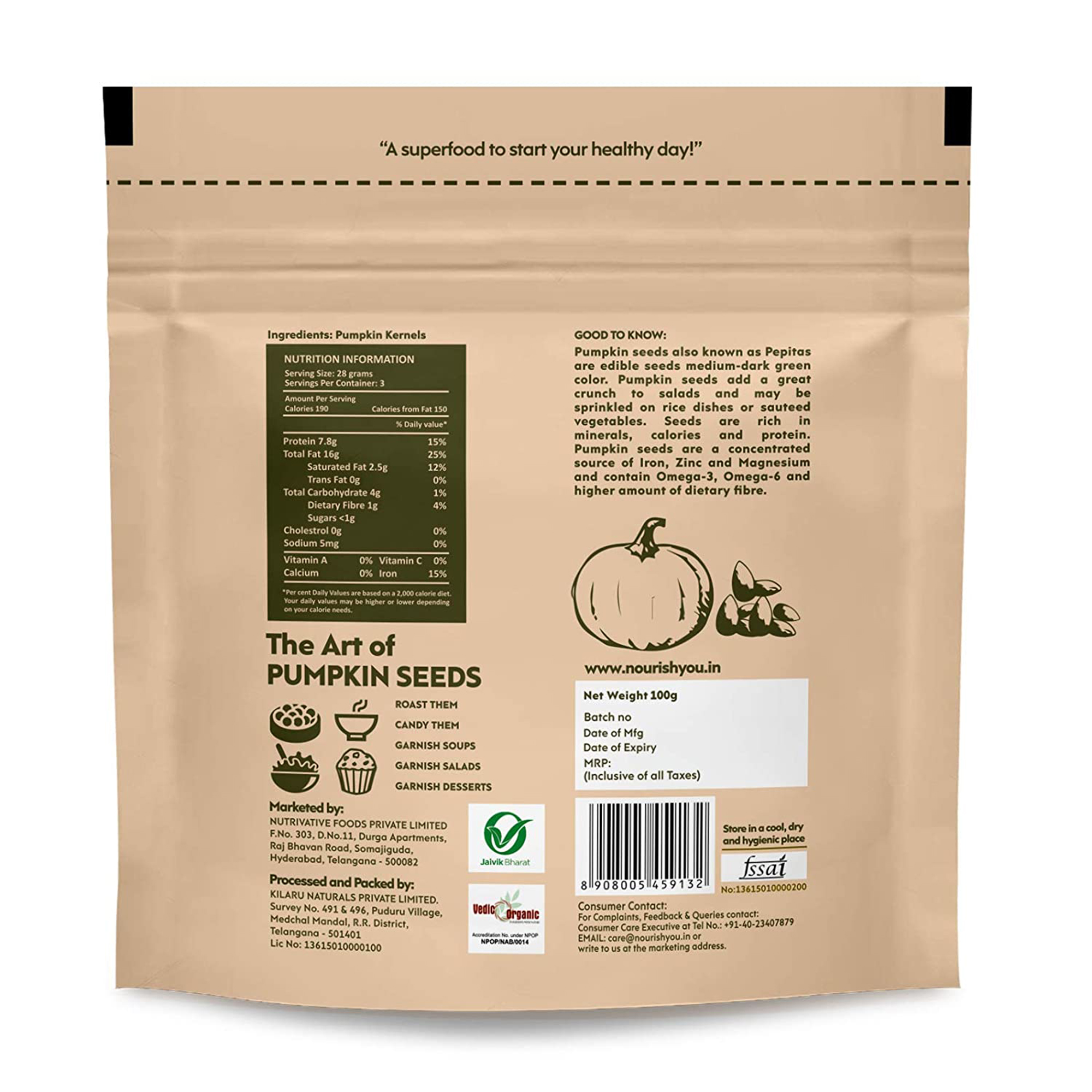 nourish you Raw Pumpkin Seeds view 2