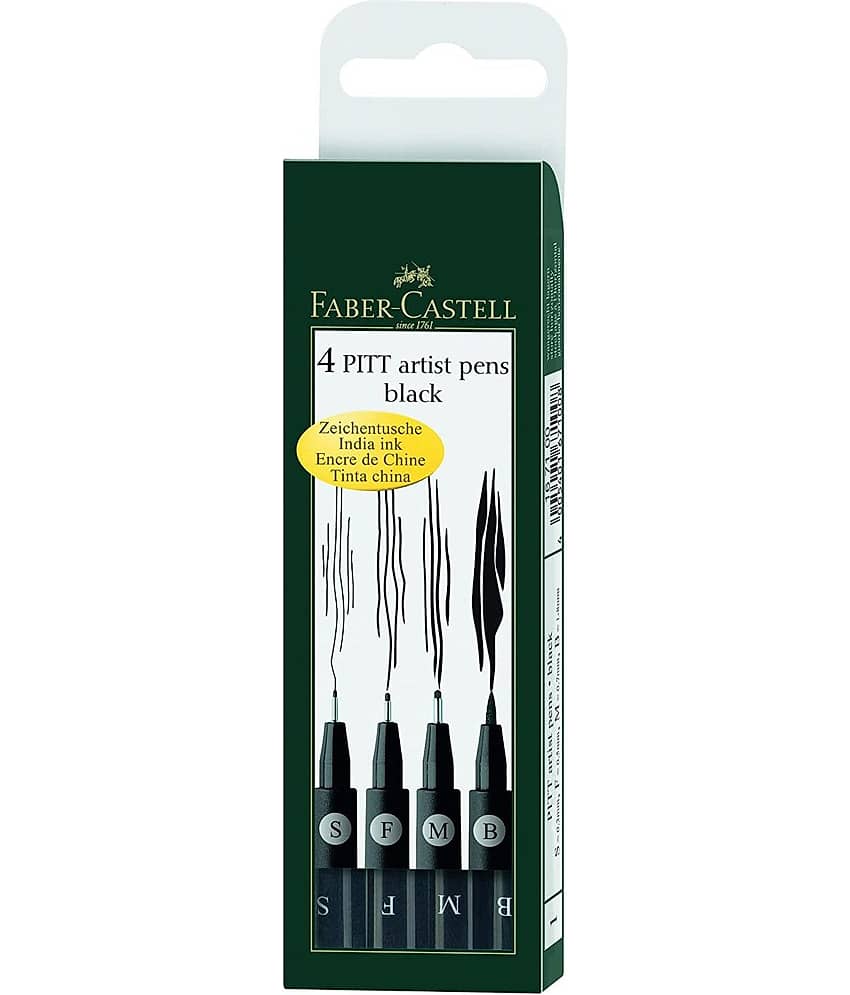Faber-Castell Pitt Pen Set 4 Black (S,F,M,B) view 2