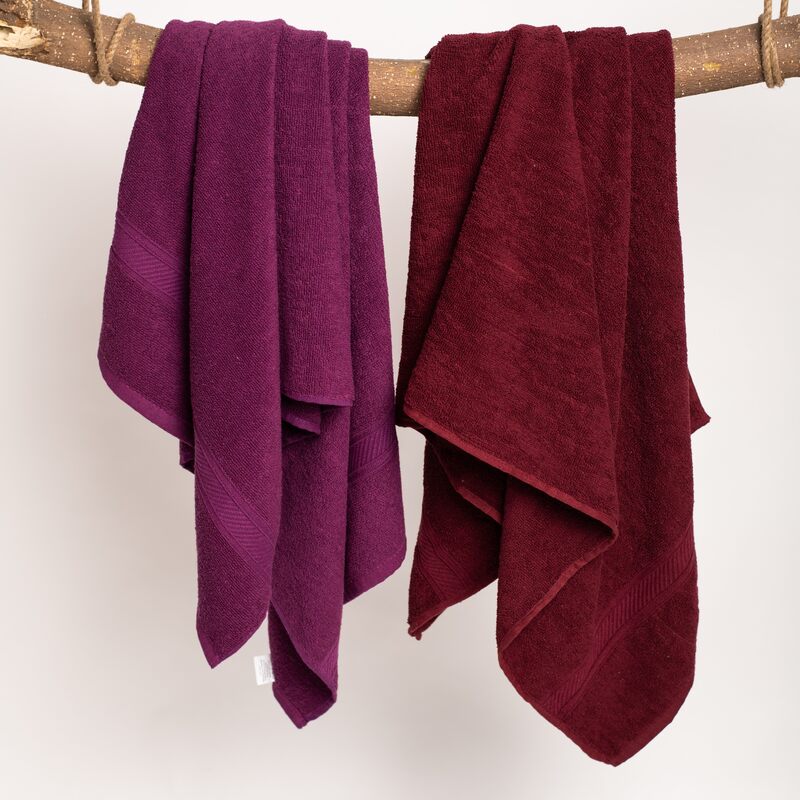 Furnofy Cotton 450 GSM Bath Towel Merun, Magenta (Pack Of 2) view 2