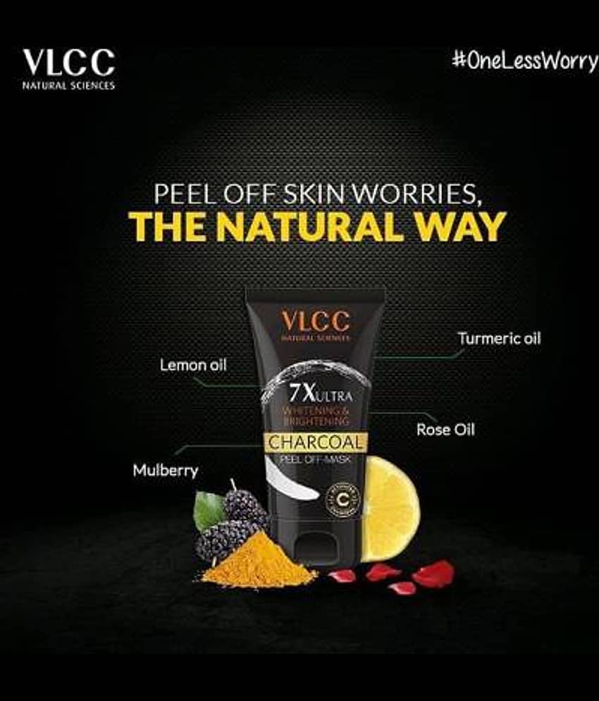 Vlcc 7X Ultra Whitening & Brightening Charcoal Peel Off Mask , 100G(Pack Of 2) view 2