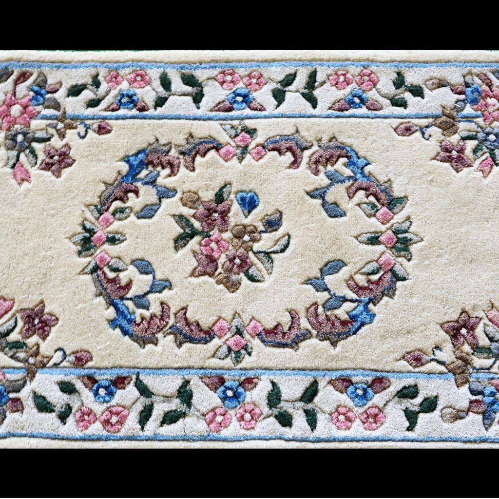 ELURU Elegant Floral Medallion Door Mat | Cream Designer Soft Indoor Carpet Rug with Decorative Border view 2