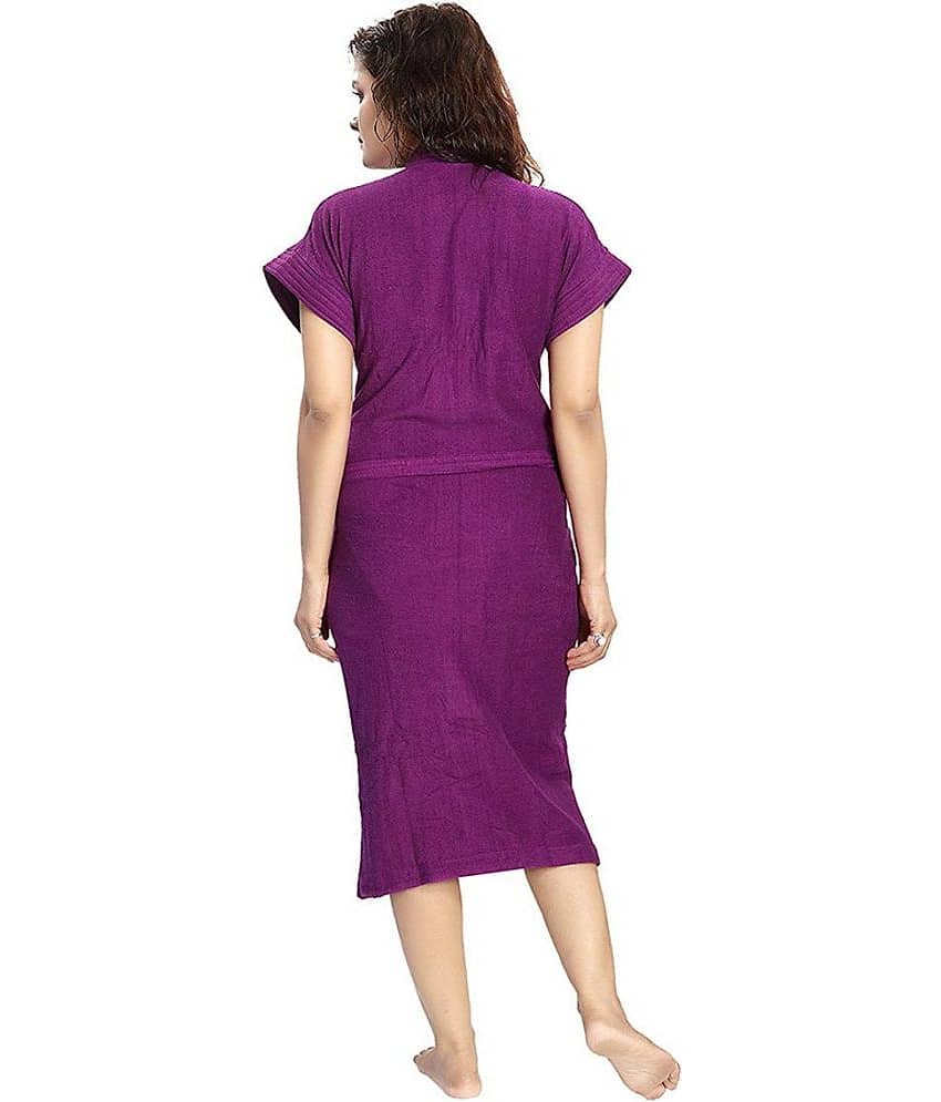 Poorak Purple Free Size Bathrobe ( Pack of 1 ) view 2