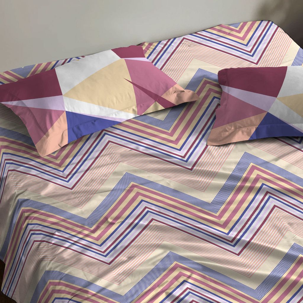 Trident Carnival Queen Bedsheet Set, 144 Thread Carnival Gifting Set, 100% Cotton, Superior Softness, Oeko-Tex Certified view 2