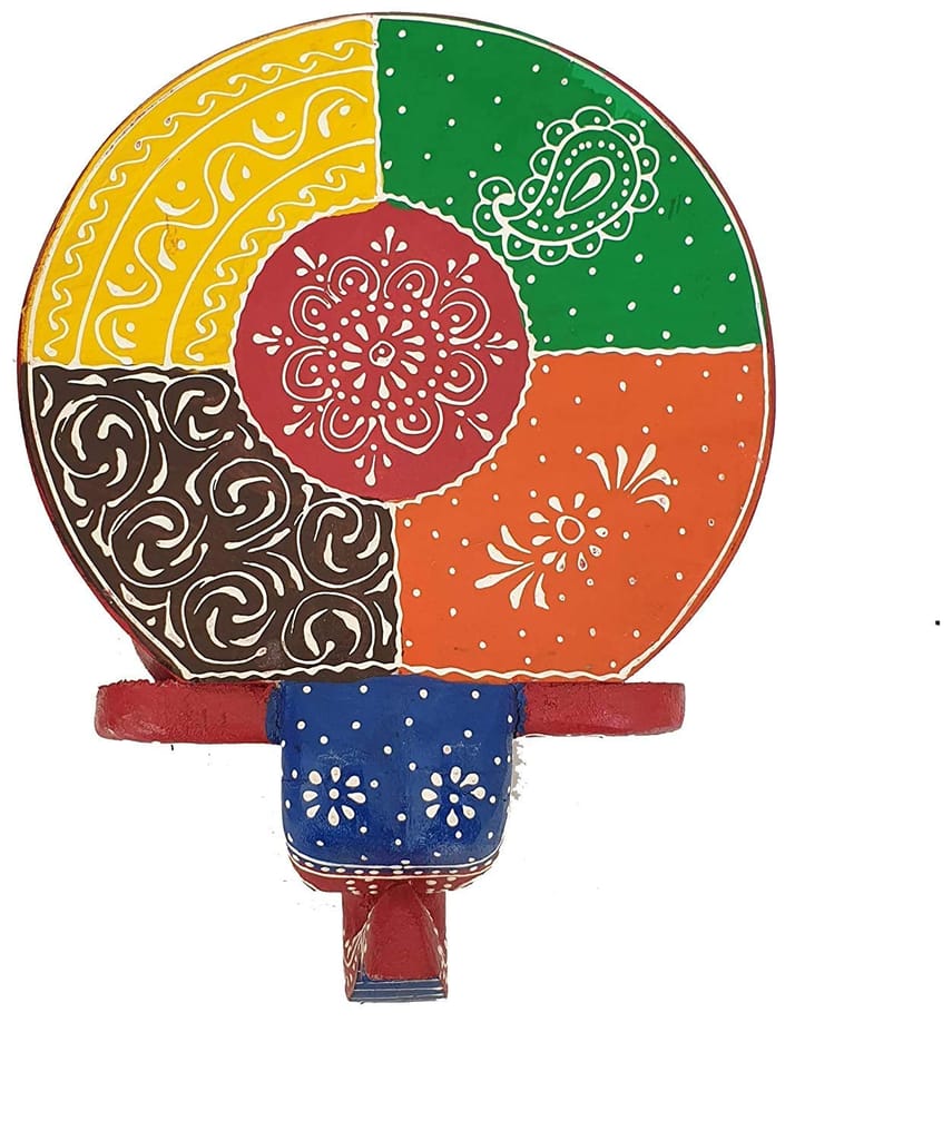 Creative Handicrafts Handcrafted and Hand-Painted Colorful Wooden Elephant Stool, Cum Side Table, for Home/Office/Living or Bedroom Decor (ME001) view 2