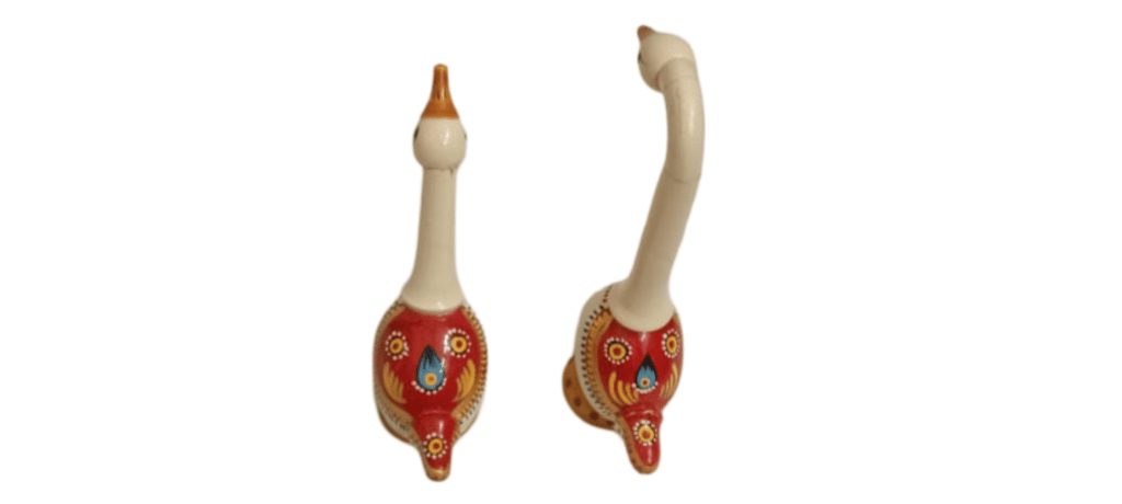 Pair of handcrafted wooden swans view 2