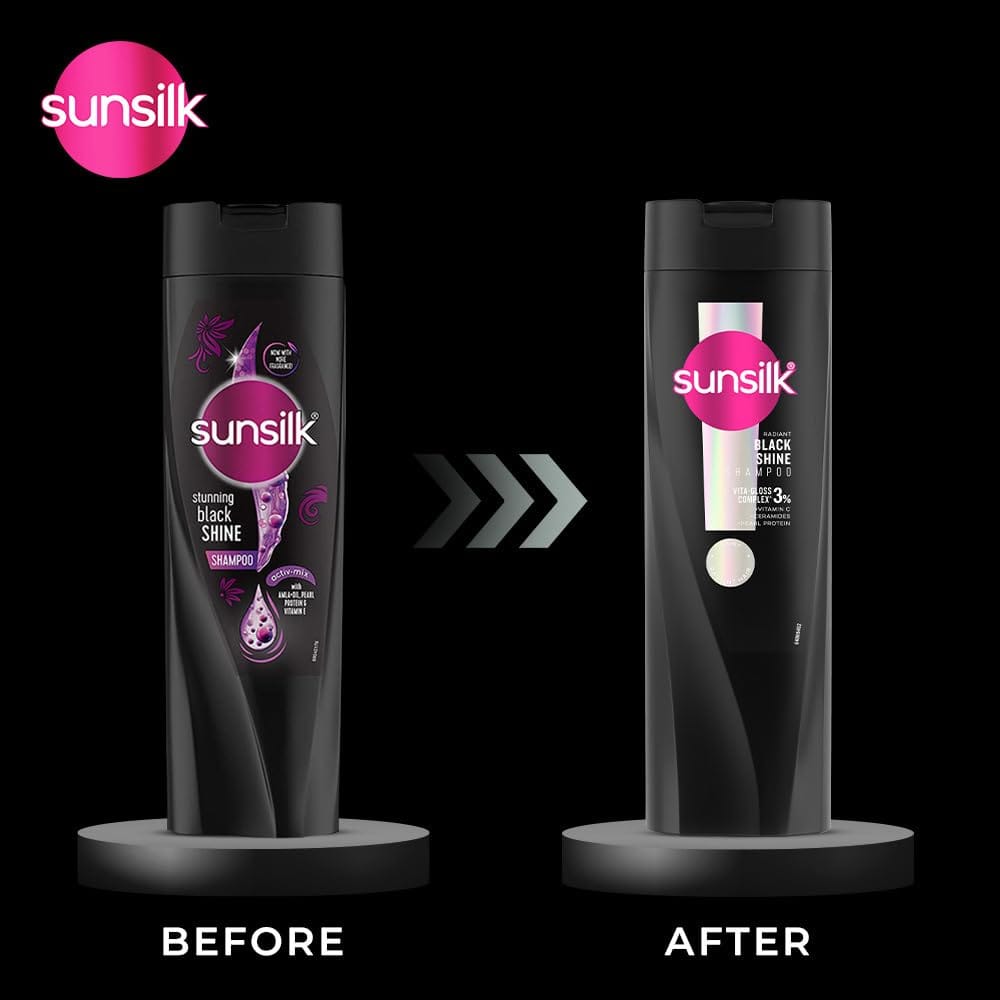 Sunsilk Radiant Black Shine Shampoo | Infused with 3% VITA-GLOSS COMPLEX (1 Liter) view 2