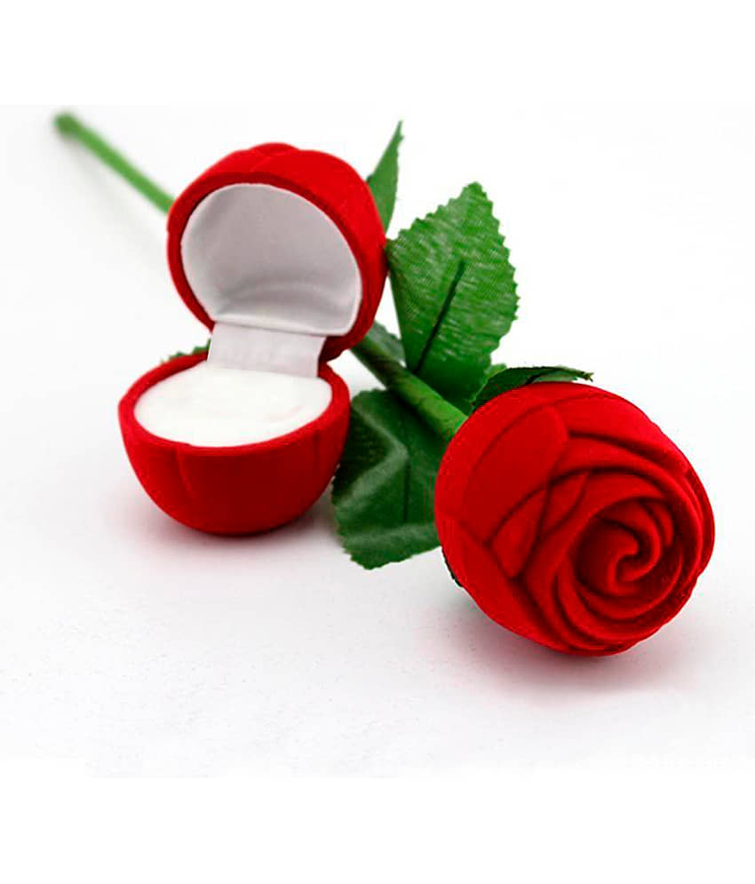 Silver Plated Adjustable Couple Rings Set for lovers Ring with 1 Piece Red Rose Gift Box for Men and Women view 2
