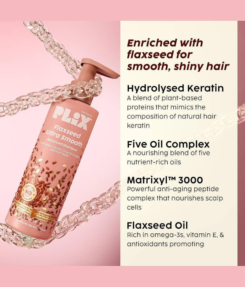 The Plant Fix Plix Flaxseed Ultrasmooth Advanced Shampoo For Smooth & Shiny Hair (200 ml) view 2