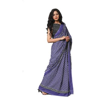 KVR Handicrafts Women's Plain Weave Cotton Saree With Blouse Piece view 2