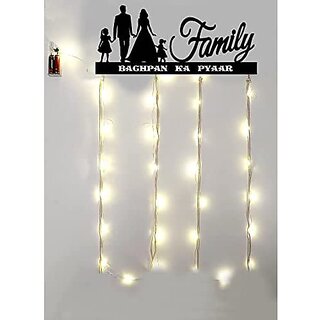 Khush Its Amazing Home Decor Wood Family Bachapan Ka Pyar With LED Light Hanging Photo Display, DIY Picture Photo Frame Collage Set Includes Multi colour Clips view 2