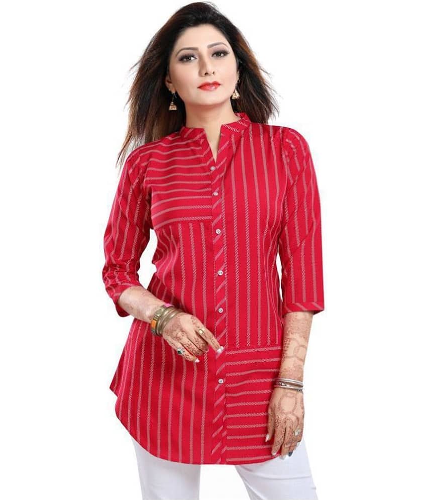 Meher Impex Red Crepe A-line Kurti view 2