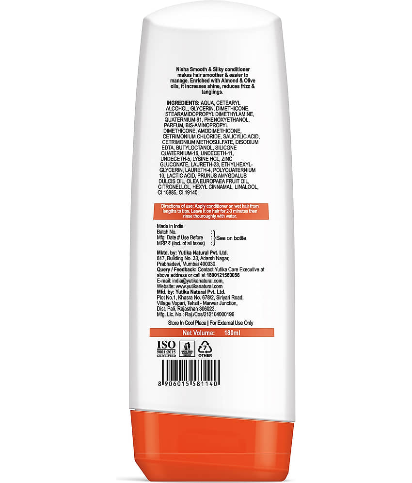 Nisha Hair Conditioner 180ml Bottle, Smooth & Silky Conditioner with Almond and Olive Actives for Dry and Frizzy Hair view 2