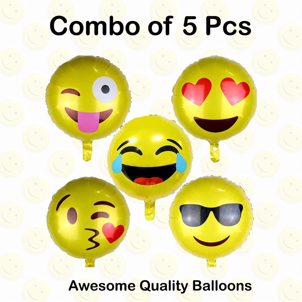 Emoji Foil Balloons For Decoration - Set of 5pcs view 2