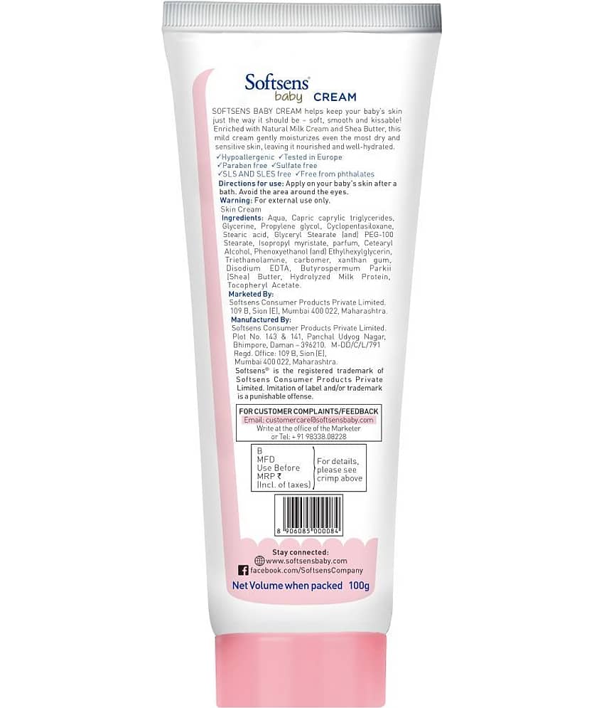 Softsens Baby Moisturizing Cream with Natural Milk Cream & Shea Butter, 100g, Pack of 2 view 2