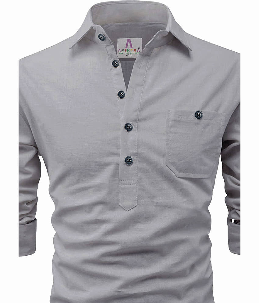 Apektra Peach Cotton Men's Shirt Style Kurta ( Pack of 1 ) view 2