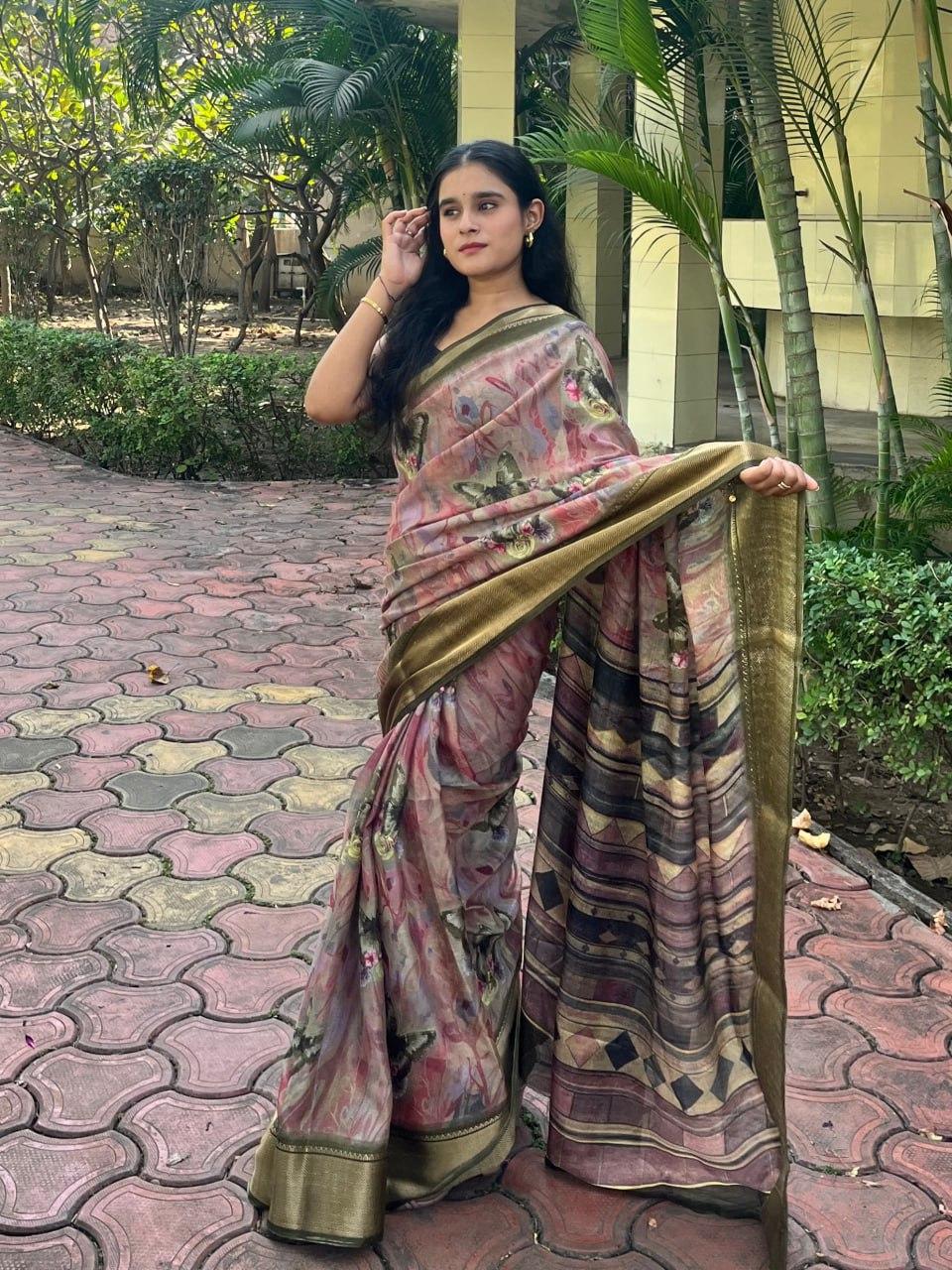 Digital Print Dola Silk Saree view 2