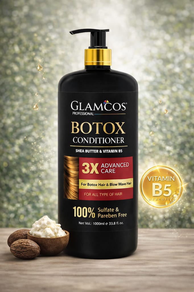 Glamcos Professional Botox Hair Conditioner with Shea Butter & Vitamin B5 | 3X Advanced Care for Smooth, Frizz-Free & Damaged Hair | Sulfate & Paraben Free | 1000 ml view 2