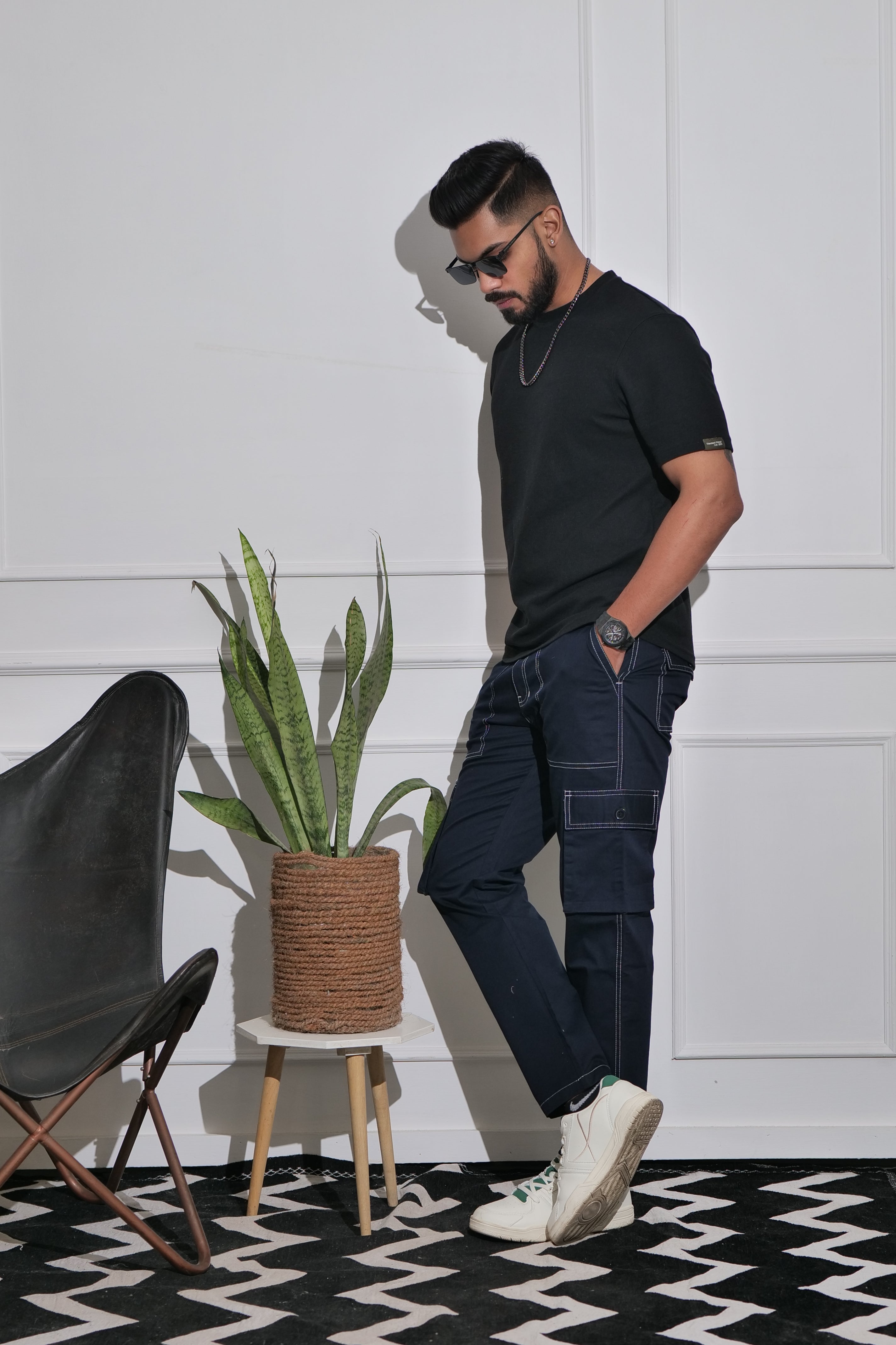 Men's Navy Premium Cargo Joggers view 2