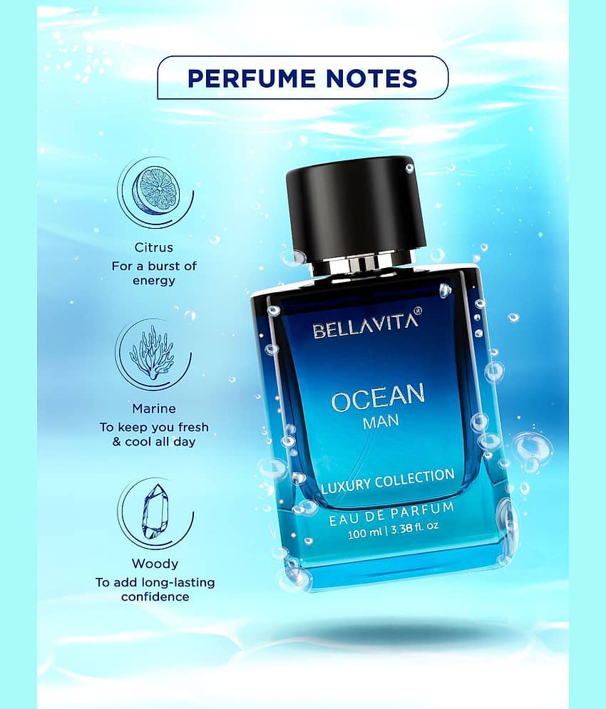 Bella Vita Luxury Men Ocean Aquatic Eau De Parfum With Marine, Orchid & Musk|Long Lasting Fresh Citrusy & Woody Edp Fragrance Scent Perfume,100 Ml view 2