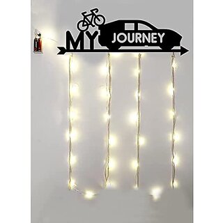 Khush Its Amazing Home Decor Wood My Journey With LED Light Hanging Photo Display, DIY Picture Photo Frame Collage Set Includes Multi colour Clips view 2