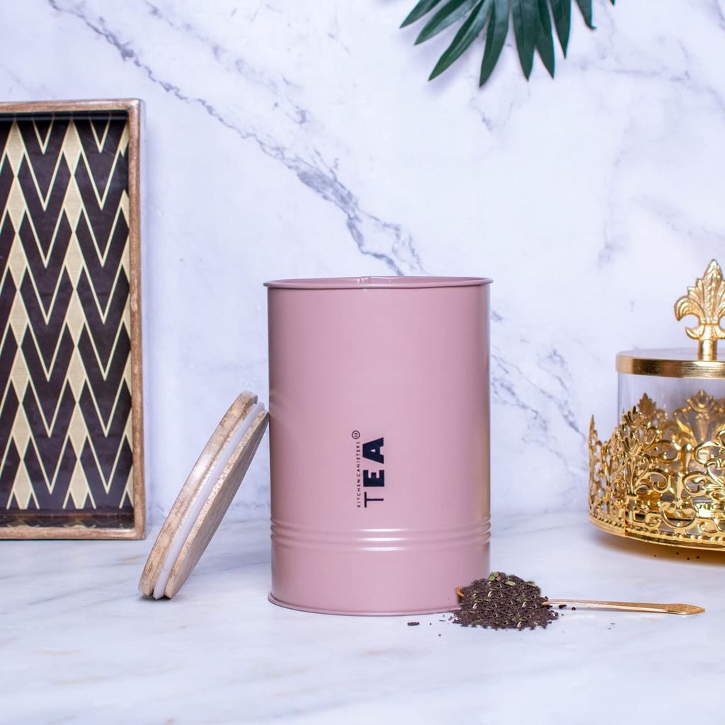 Craftlayout TIN Tea Canister, Brown 900 Ml view 2