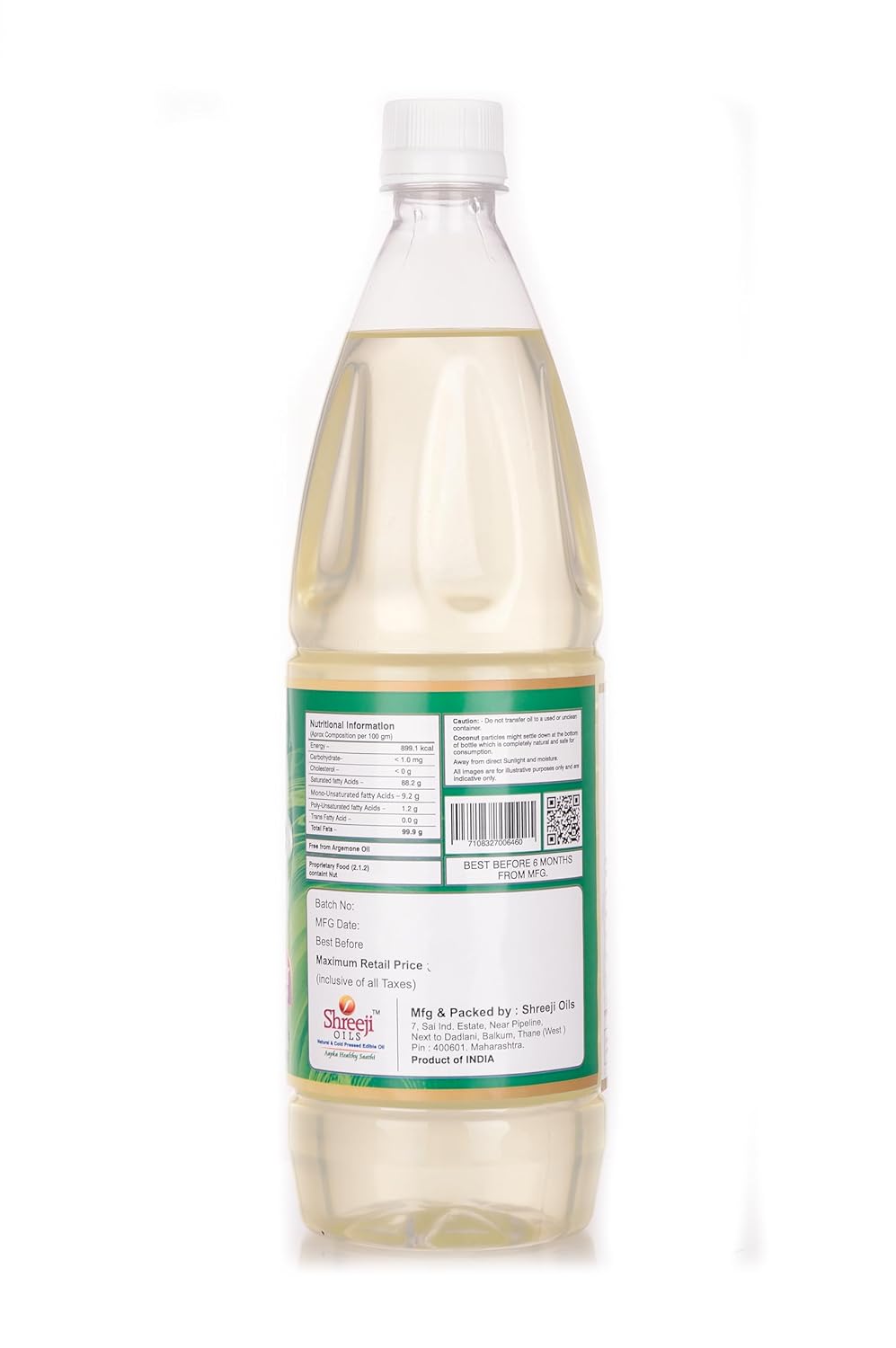 Shreeji Oils Coconut Virgin Cold Pressed Edible Oil, 5 L