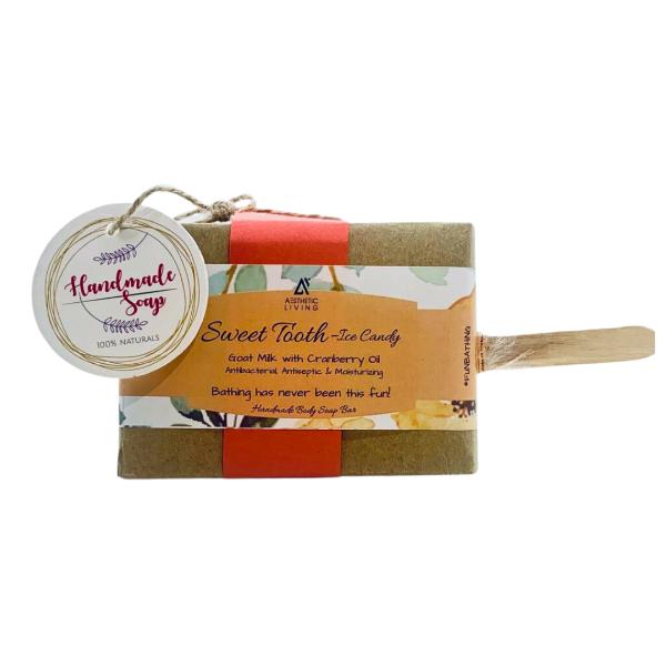 Sweet Tooth-Ice Candy - Goat Milk Handmade Soap with Cranberry oil- 110 Gms view 2